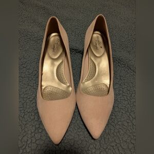 Pink Suede Kitten Heels